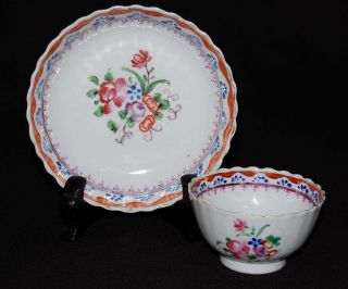 18th C Antique Chinese Export Famille Rose Porcelain Tea Cup & Saucer photo