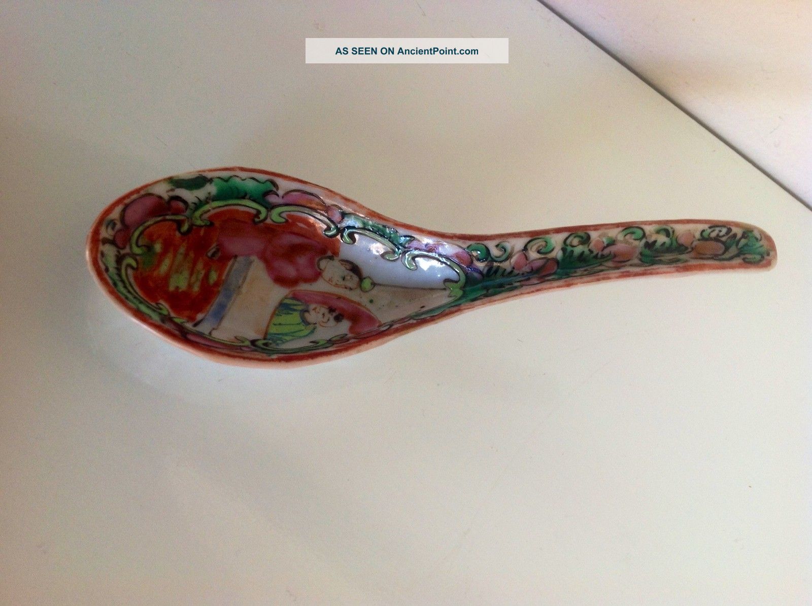 Antique Chinese Famille Rose Spoon Porcelain photo