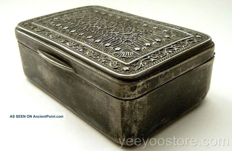 Antique & Larger Oriental Silver Metal Trinket/cigarette - Cigar Case/box Other photo