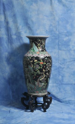 Rare,  Perfect Fine Large Antique Chinese Porcelain Famille Verte Bottle Vase photo