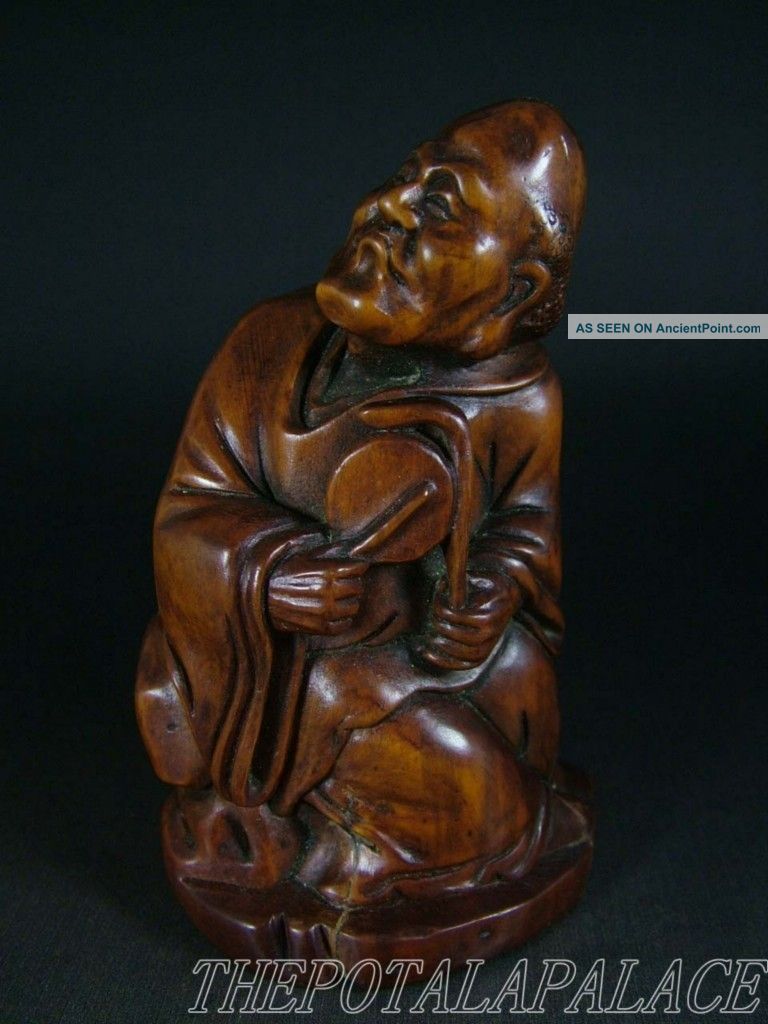Old Chinese 18/19th C.  Boxwood Carving Statue/sculpture Damo Buddha Other photo