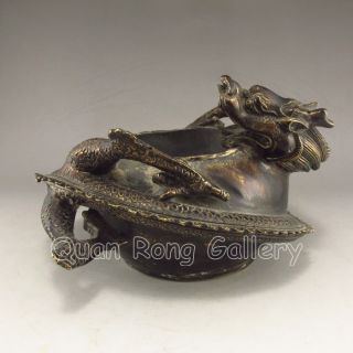 Chinese Bronze Brush Washer - Dragon W Qian Long Mark Nr photo