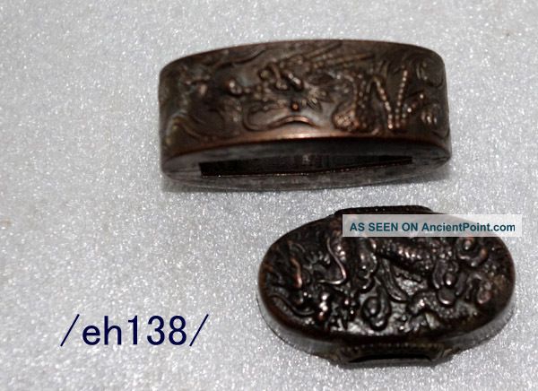 Fuchi - Kashira For Iai - To,  Dragon,  Alloy,  Showa/eh138/ Other photo