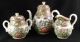 Great Antique Chinese 3 Pc.  Rose Canton Porcelain Tea Set With Butterflies Teapots photo 3