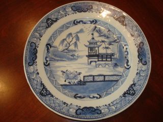Antique Chinese Blue And White Plate,  Early 18th C,  Kangxi Period photo