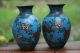 Interesting Pair Of 19th C.  Japanese Cloisonne Flower & Insect Decorated Vases Vases photo 4