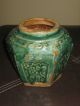 Late 19thc Deep Green Hexagon Shaped Pot Vases photo 1