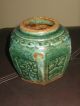 Late 19thc Deep Green Hexagon Shaped Pot Vases photo 3