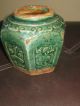 Late 19thc Deep Green Hexagon Shaped Pot Vases photo 4