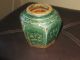 Late 19thc Deep Green Hexagon Shaped Pot Vases photo 7