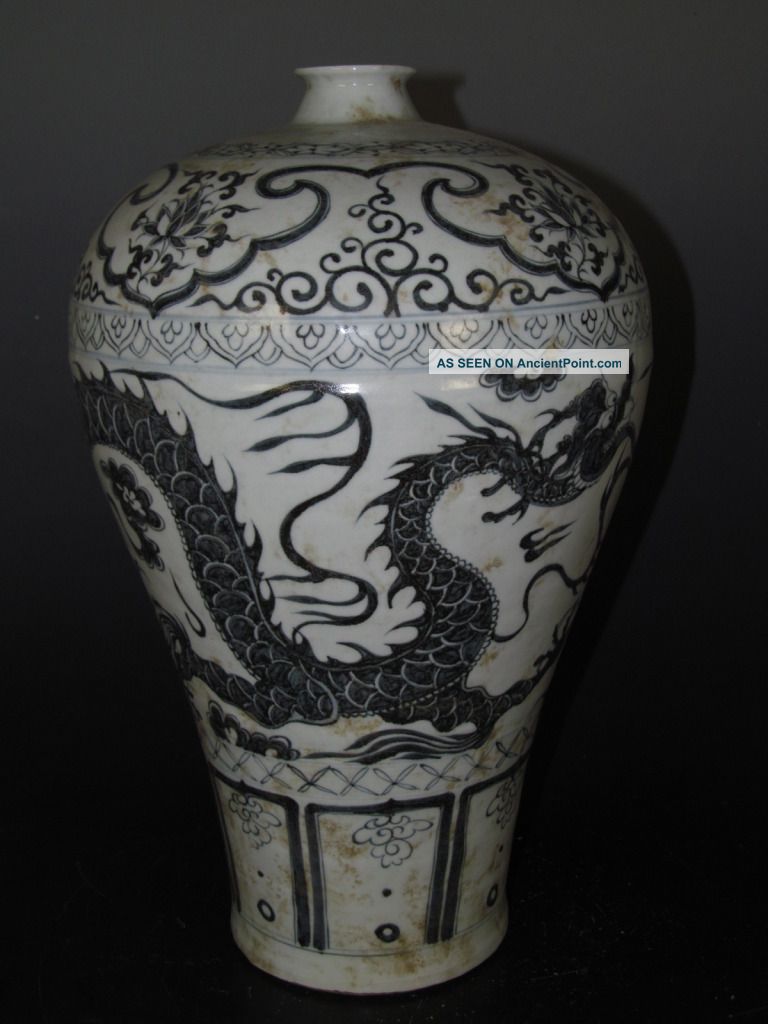Chinese Rare Huge Blue And White Porcelain Dragon Vase Vases photo