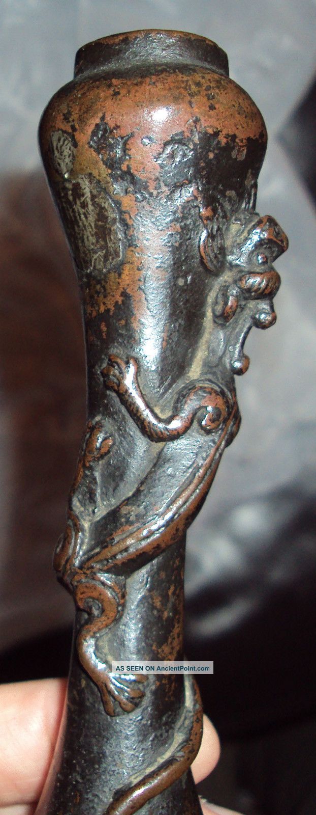 Very Old 8 Inch Chinese China Dragon Ming Style Patined Bronze Vase Vases photo