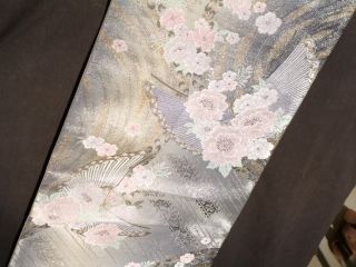 Japanese Kimono Fukuro Obi,  Plutinum Fine photo
