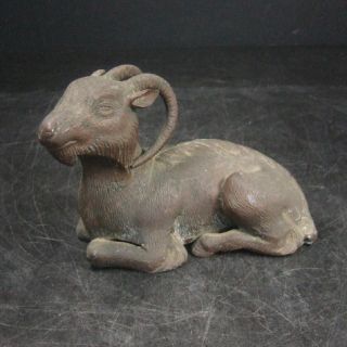 F768: Japanese Old Antimony Ware Goat　statue With Good Work. photo