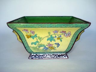 Antique Chinese Canton Enamel Square Bowl Famille Rose photo