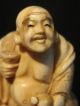 Antique Japanese 象牙 Ox Bone Okimono Figure Buddha W.  A Gourd & A Cup,  Signed Netsuke photo 2