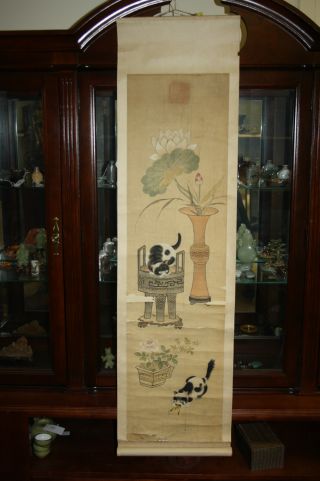 Chinese Painting Scroll : Two Cats photo