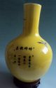 China Yellow Glaze Famille Rose Plum Blossom Magpie Celestial Sphere Vases Vases photo 1