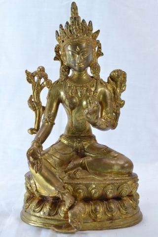 Antique South East Asian Gilt - Bronze Bodhisattva C1900 photo