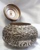 Antique Solid Silver Persian/indian Lidded Round Box Middle East photo 2
