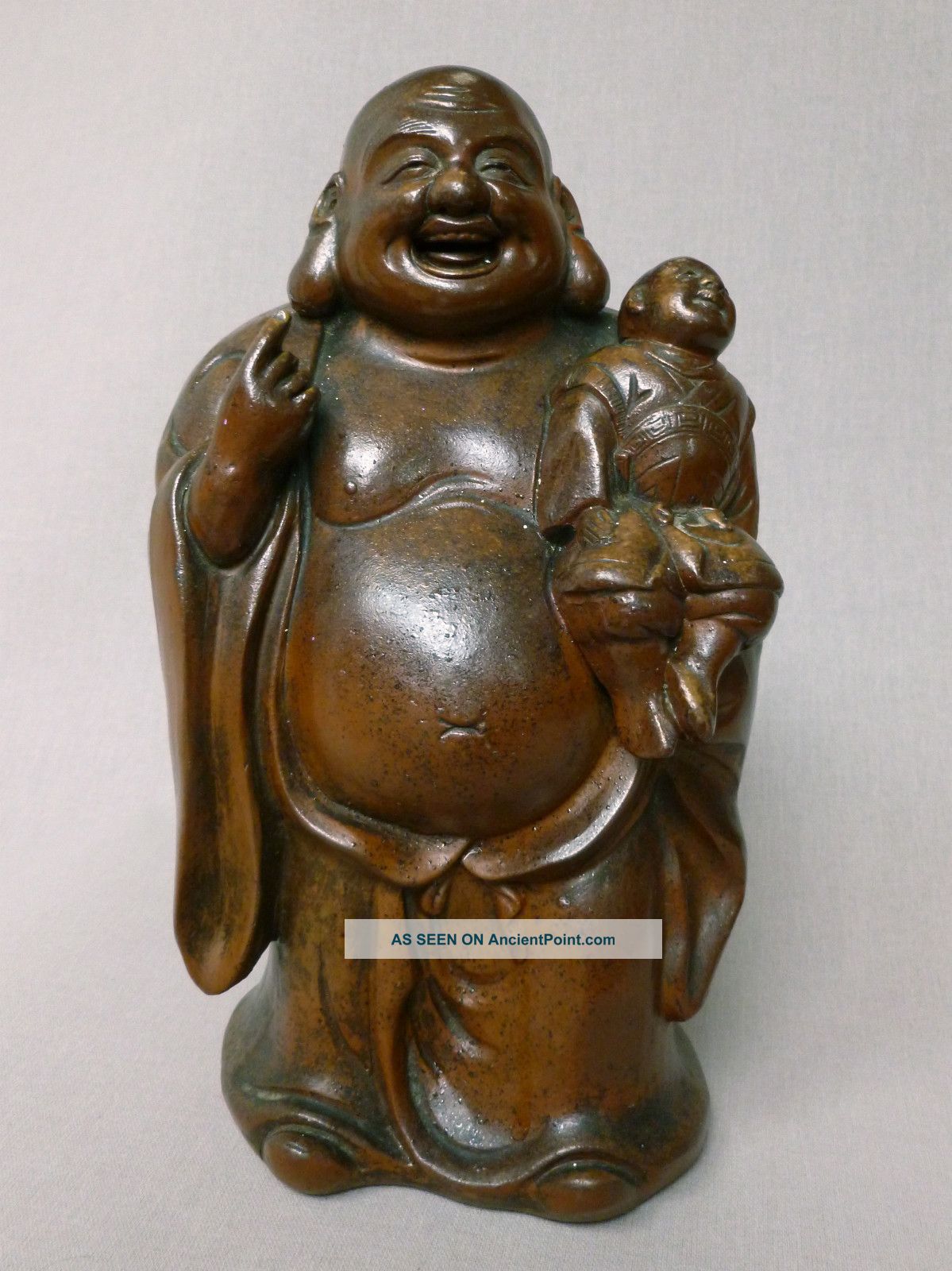 Antique Japanese 19th Century Bizen Buddha Hotei Figure Buddhas photo