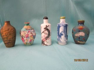 5 Chinese Snuff Bottles - - Estate Collection photo