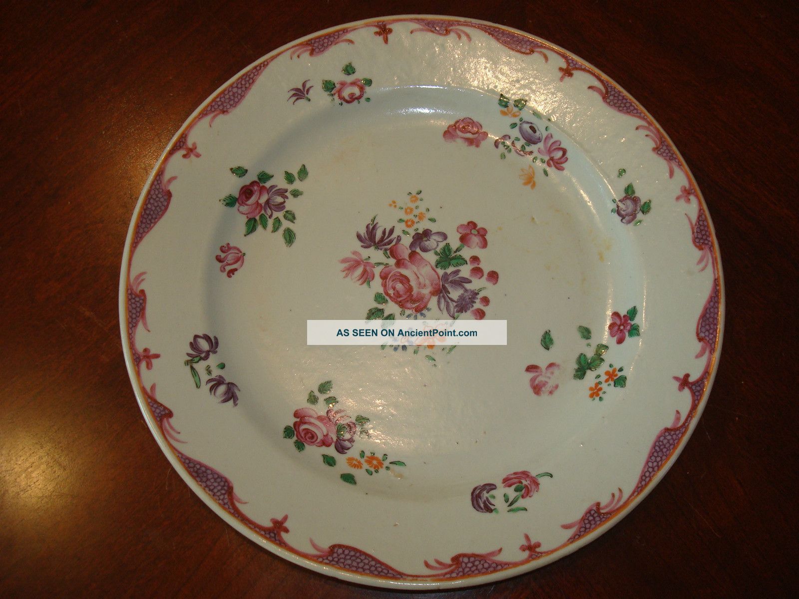 Antique Chinese Famille Rose Plate,  18th C,  Qianlong Period Plates photo