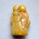 180g Fine Chinese Yellow Dragon Jade Carved China Doll Peach Statue Other photo 9