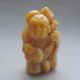 180g Fine Chinese Yellow Dragon Jade Carved China Doll Peach Statue Other photo 1