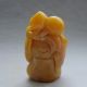 180g Fine Chinese Yellow Dragon Jade Carved China Doll Peach Statue Other photo 4