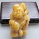 180g Fine Chinese Yellow Dragon Jade Carved China Doll Peach Statue Other photo 5