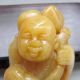 180g Fine Chinese Yellow Dragon Jade Carved China Doll Peach Statue Other photo 6