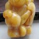 180g Fine Chinese Yellow Dragon Jade Carved China Doll Peach Statue Other photo 7