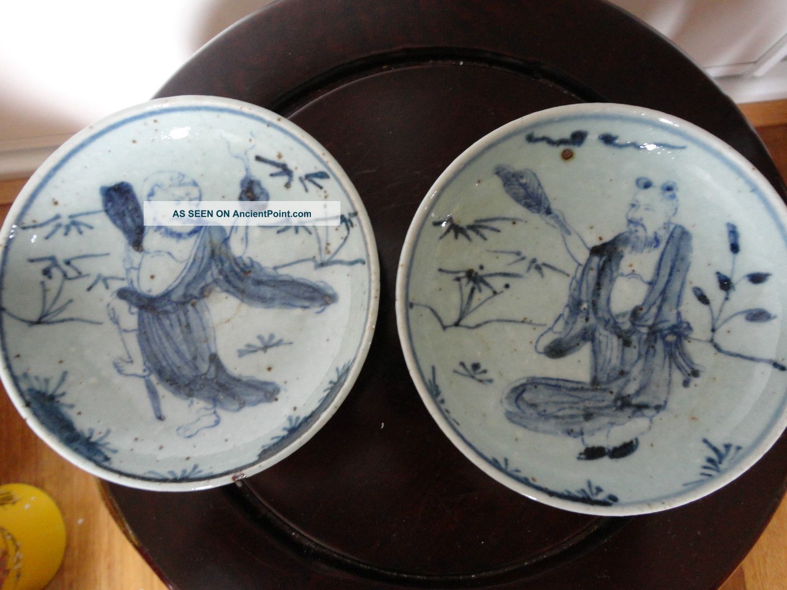 Pair Of Old Chinese Blue And White Porcelain Plates Plates photo