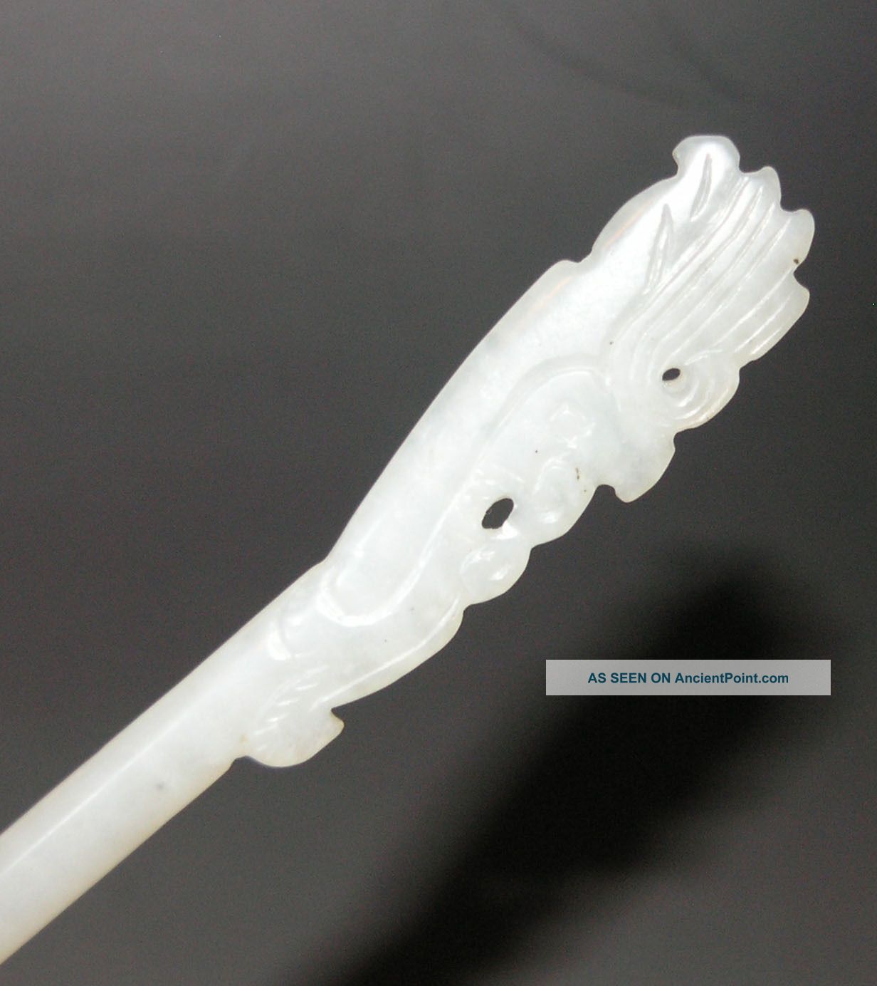 Old Chinese Hetian Jade Hand - Carved White Hairpin,  Phoenix Head Hairpin No.  232 Other photo