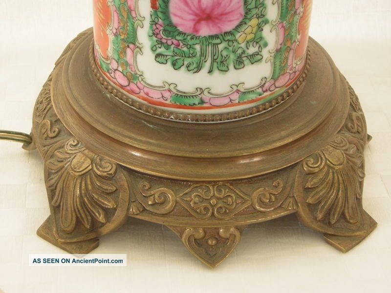 Pair Chinese Export Canton Porcelain Bronze Large Table Lamp Other photo