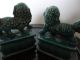 Pair Of Old Chinese Porcelain Dog Statues With Blue/green Glaze Bowls photo 7