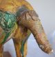 Chinese Yellow & Green Glazed Shiwan Style Pottery Horse W/ Scarabs (17.  5 