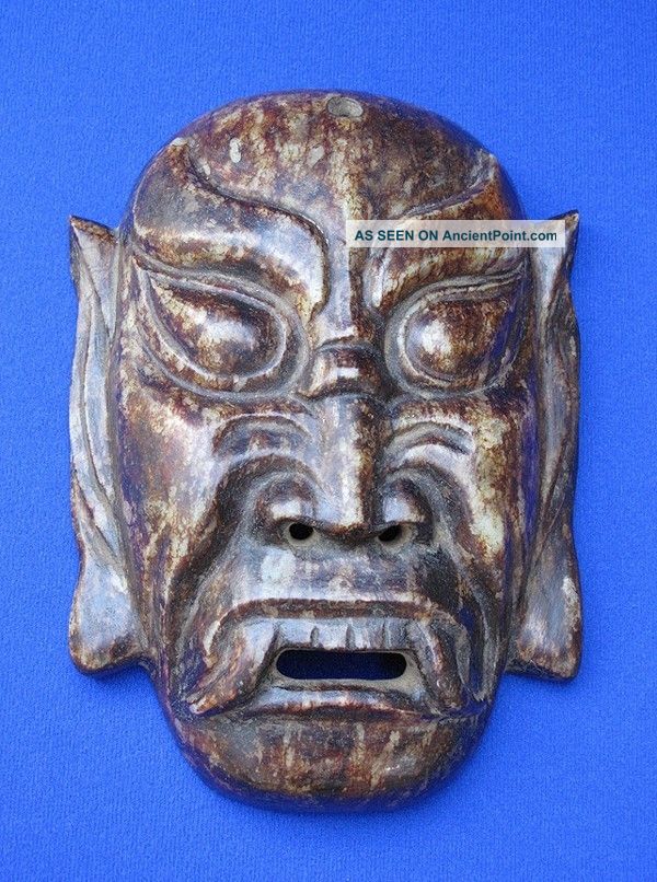 Fine Antique Chinese Ming Dynasty Carved Large Nephrite Jade Mask Other photo