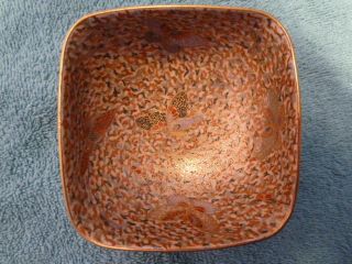 Fine Antique Hand Painted Square Satsuma Bowl Signed photo