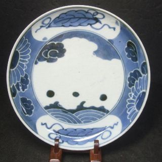 F742: Real Japanese Old Imari Blue - And - White Porcelain Plate Appropriate 1700s photo