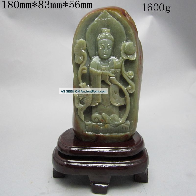 100% Natural Hetian Jade Hand - Carved Statue (with A Certificate) - Kwan - Yin&ruyi Nr Kwan-yin photo