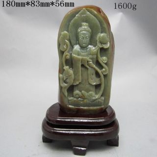 100% Natural Hetian Jade Hand - Carved Statue (with A Certificate) - Kwan - Yin&ruyi Nr photo