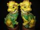 (2) Pr.  Antique Chinese Porcelain Sancai Foo Dog Figure Statue Foo Dogs photo 1