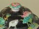 Pair Chinese Famille Noir Temple Covered Jars Vase - Cranes & Lotus Vases photo 1