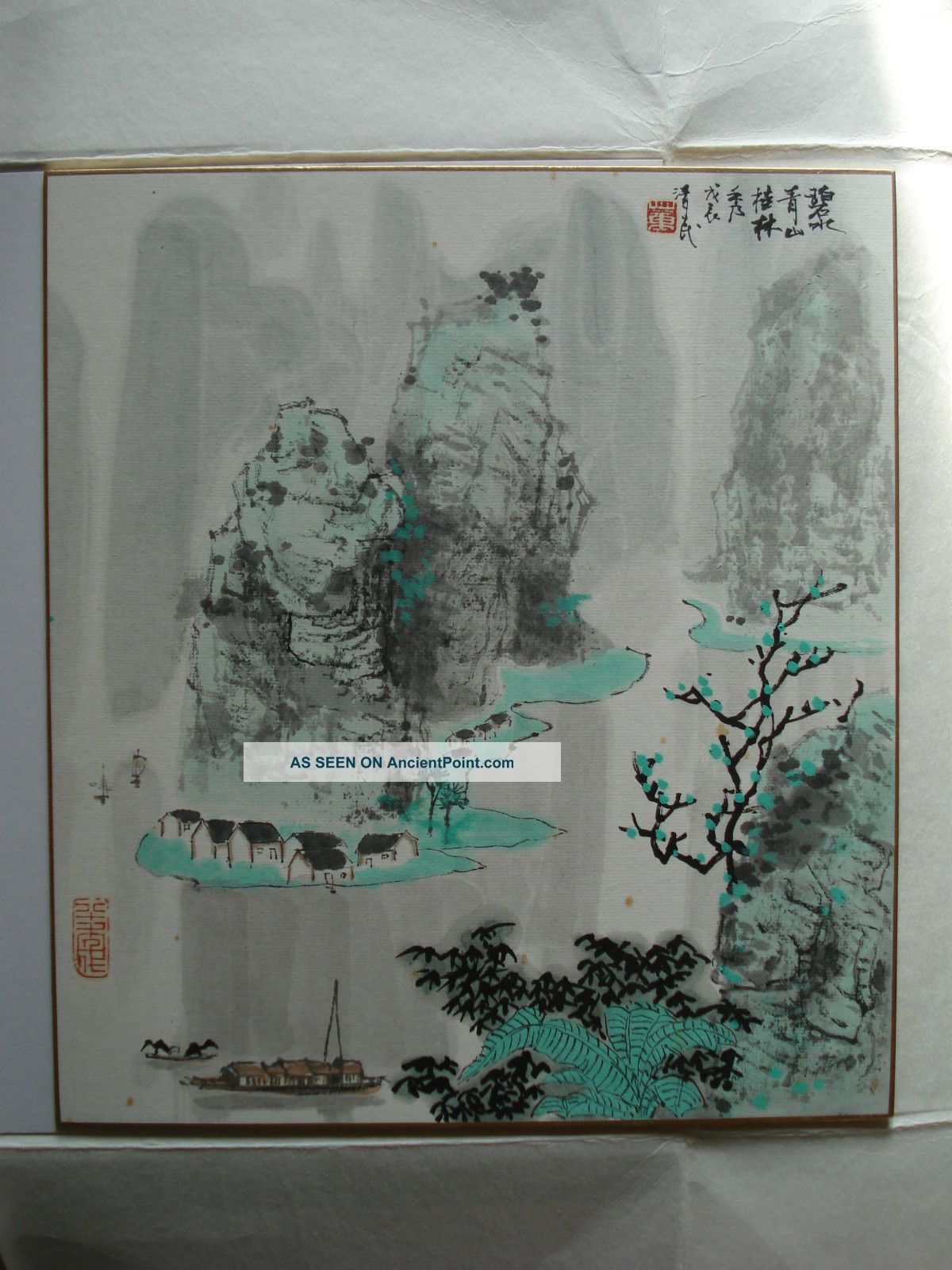 Chinese Shikishi Sansui Landscape Painting China 中国 Paintings & Scrolls photo