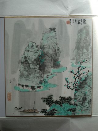 Chinese Shikishi Sansui Landscape Painting China 中国 photo
