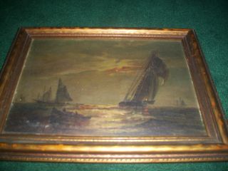 Vintage Sailboat/boat Picture On Wood Frame photo