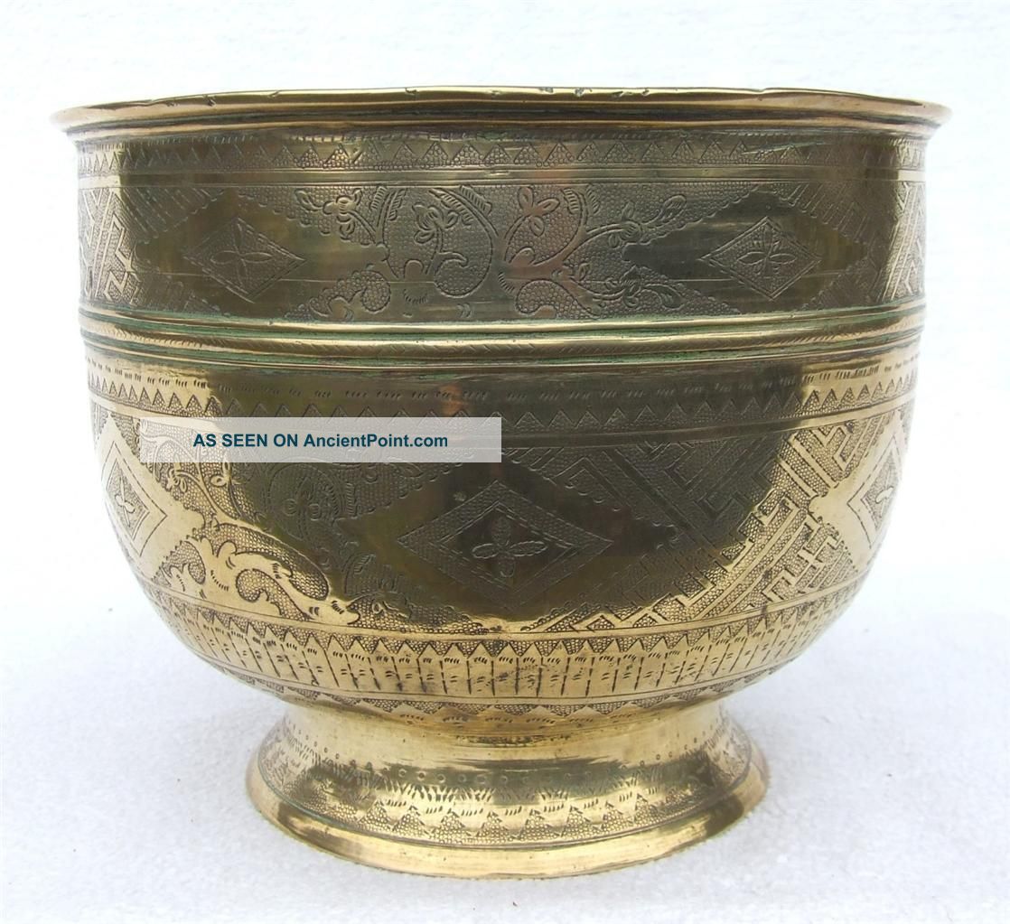 Antique Early 19th Century Chinese Engraved Brass Singing Gong Bowl Other photo