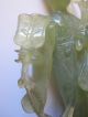 Chinese Green Jade Woman And Girl In Old Fashion With Wood Stand Other photo 6